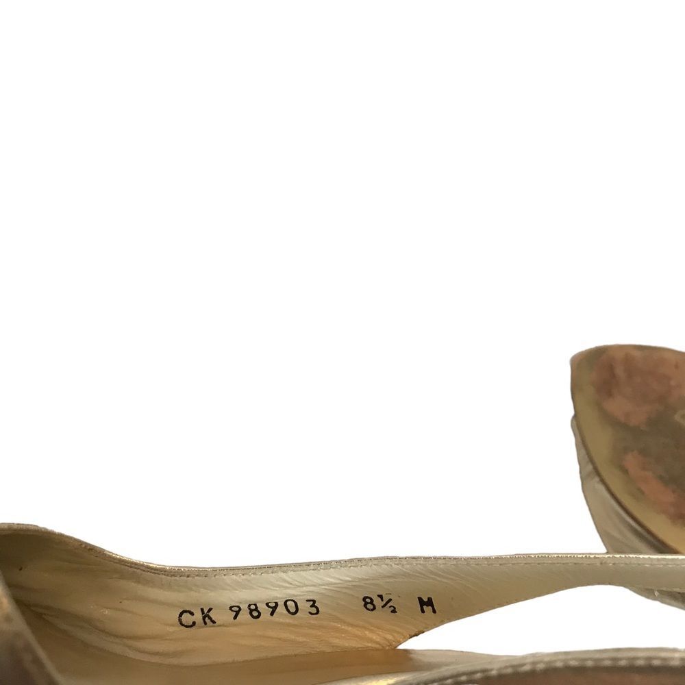 St. John peep toe slingback stiletto sandals heels gold 8.5‎ - Picture 7 of 9